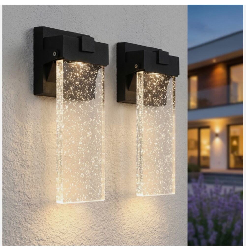 2 Pack Outdoor Bubble Crystal Wall Light 12" Modern LED Sconce Fixture OPEN BOX